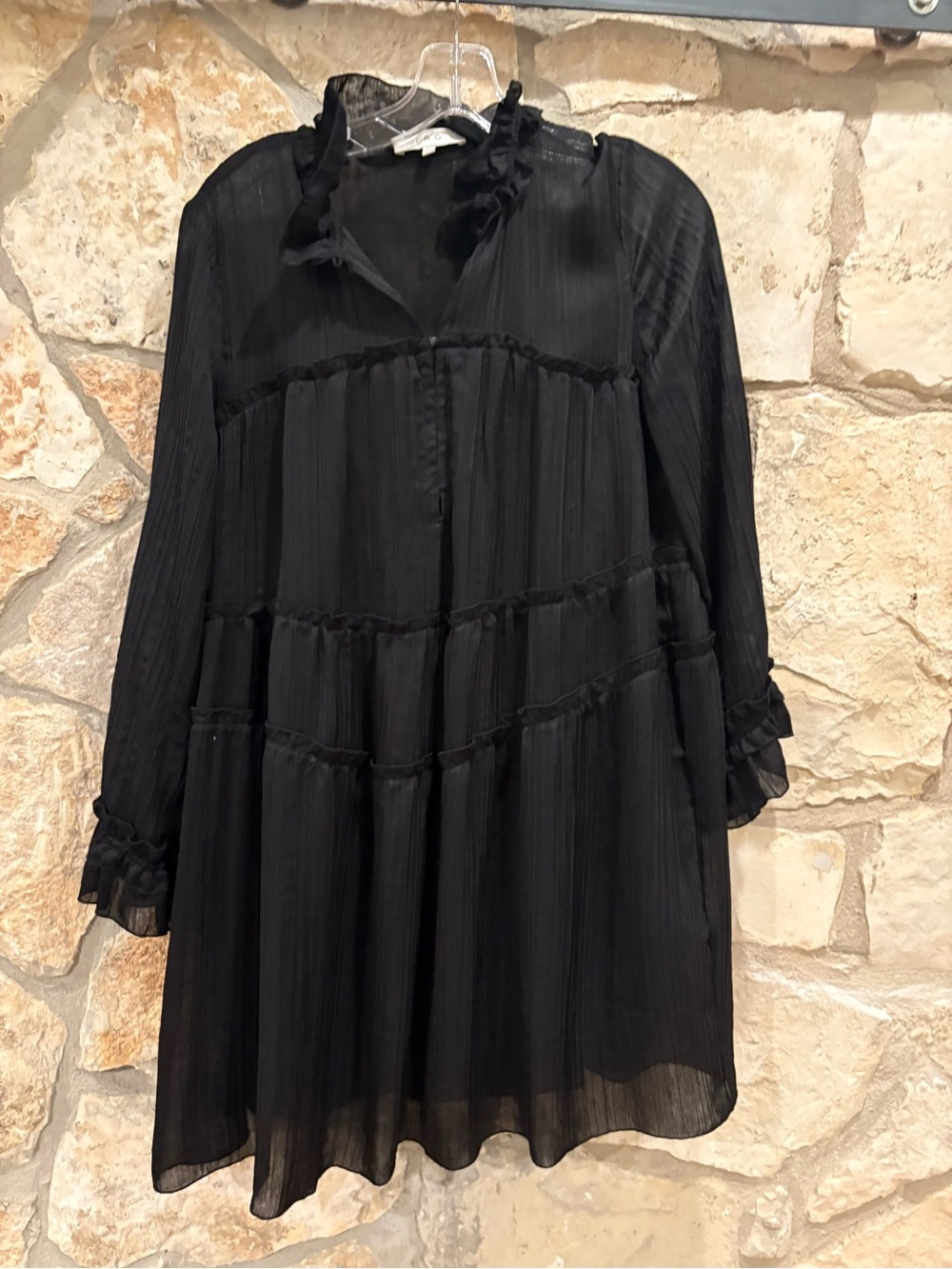 IRO: Black Ruffle Tiered Long-Sleeve Women’s Dress (with slip)